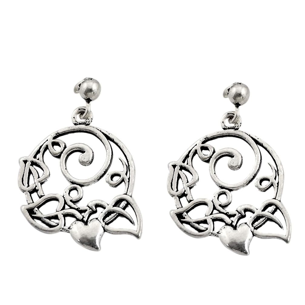 6.69gms filigree bali style 925 silver heart love earrings c8931
