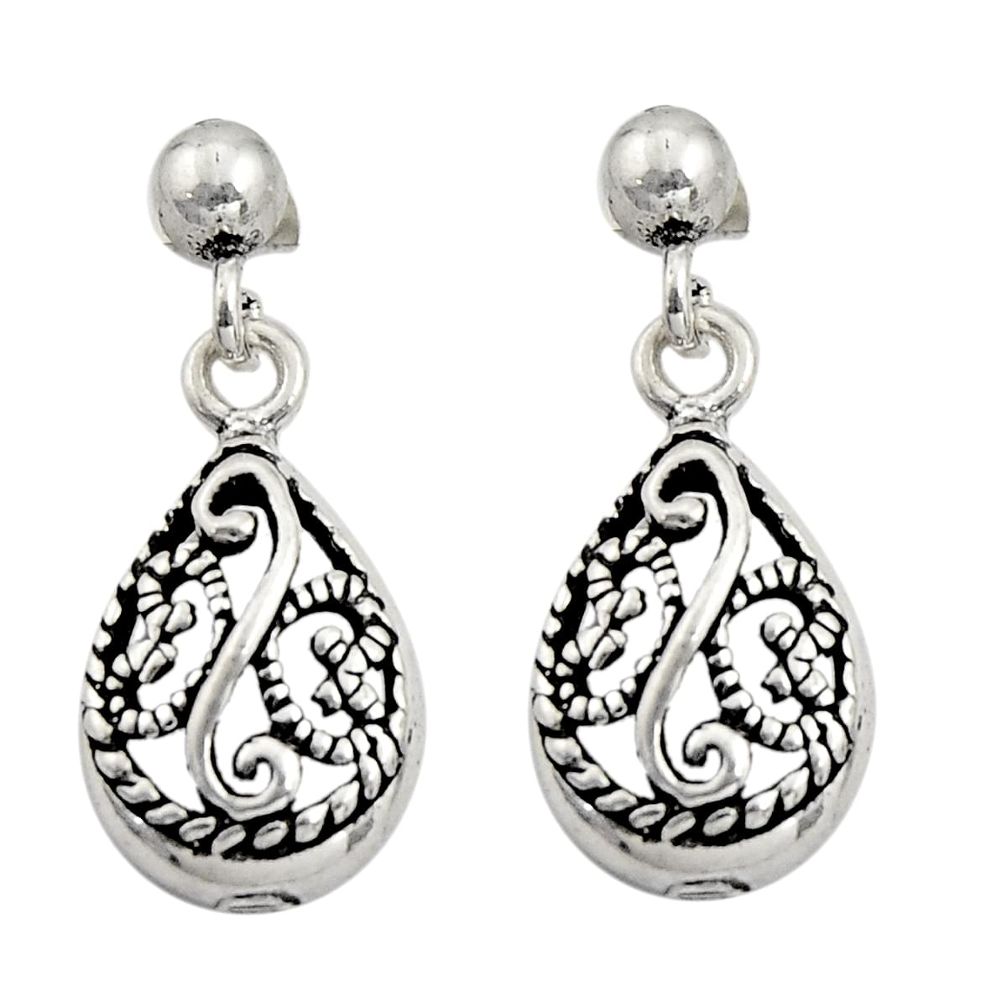 925 sterling silver 3.69gms filigree bali style dangle earrings c8932