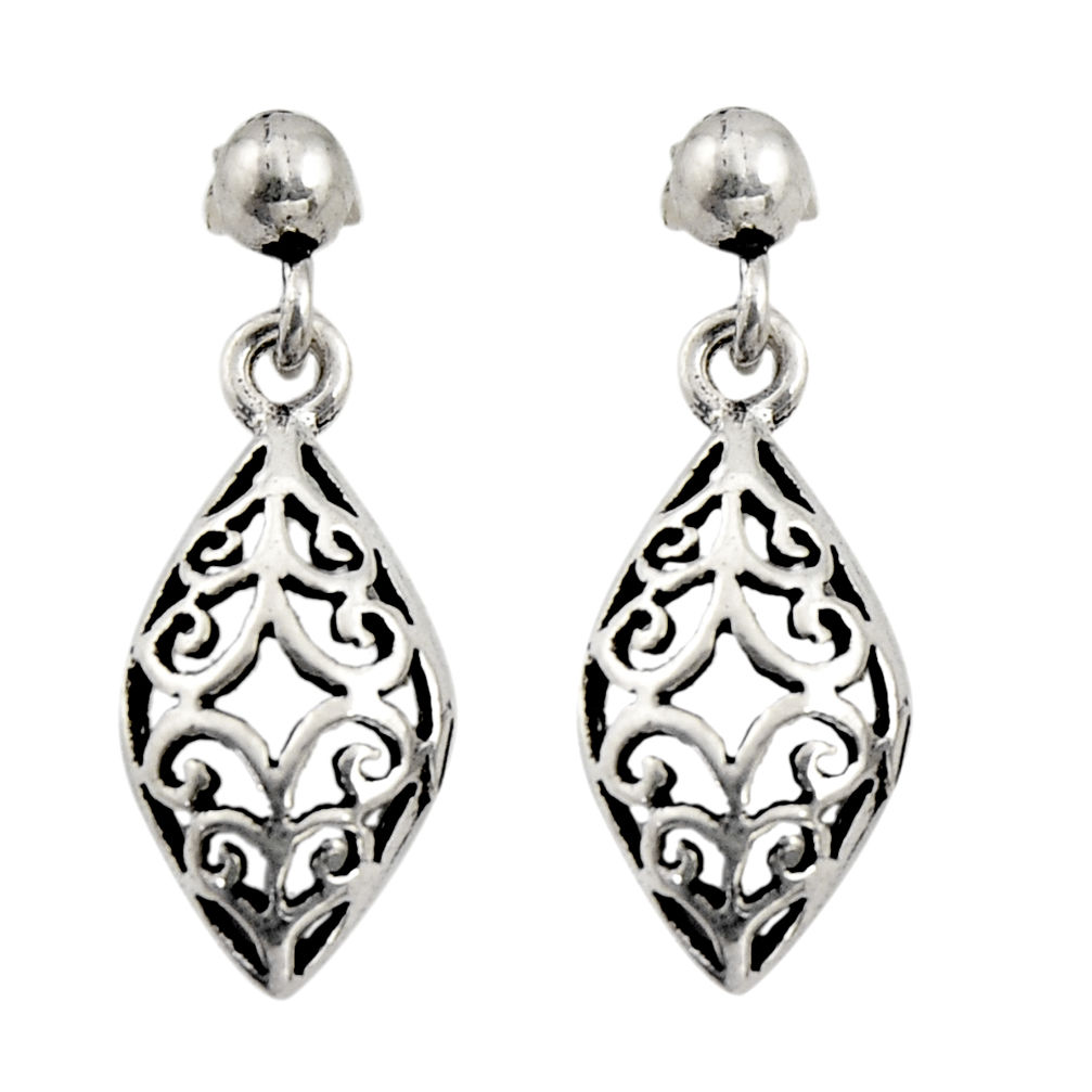 3.69gms filigree bali style 925 sterling silver dangle earrings c8933