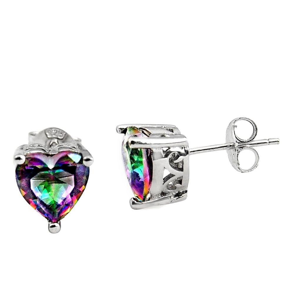 925 sterling silver 4.63cts multicolor rainbow topaz stud earrings jewelry c8940