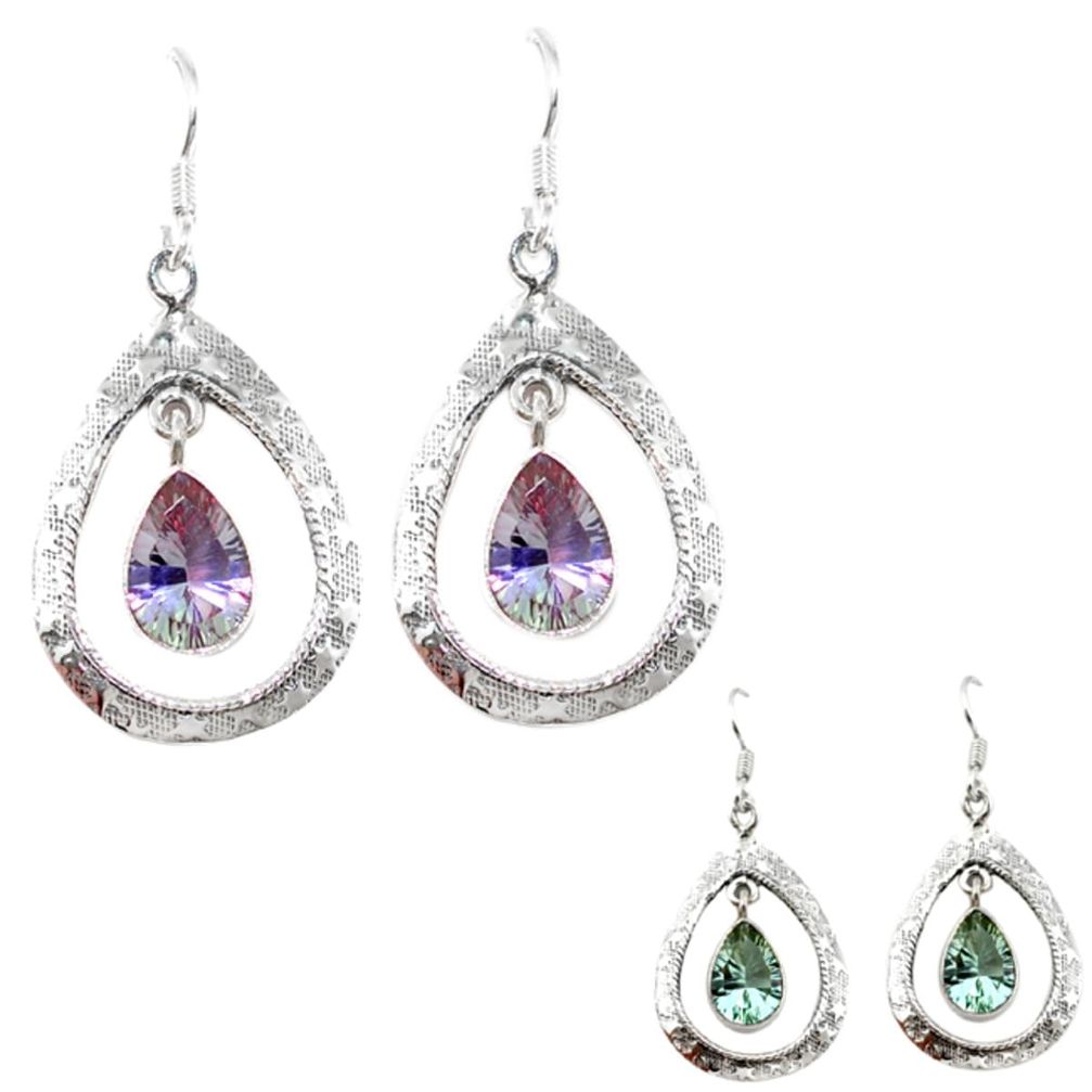 Blue alexandrite (lab) 925 sterling silver dangle earrings jewelry d13325