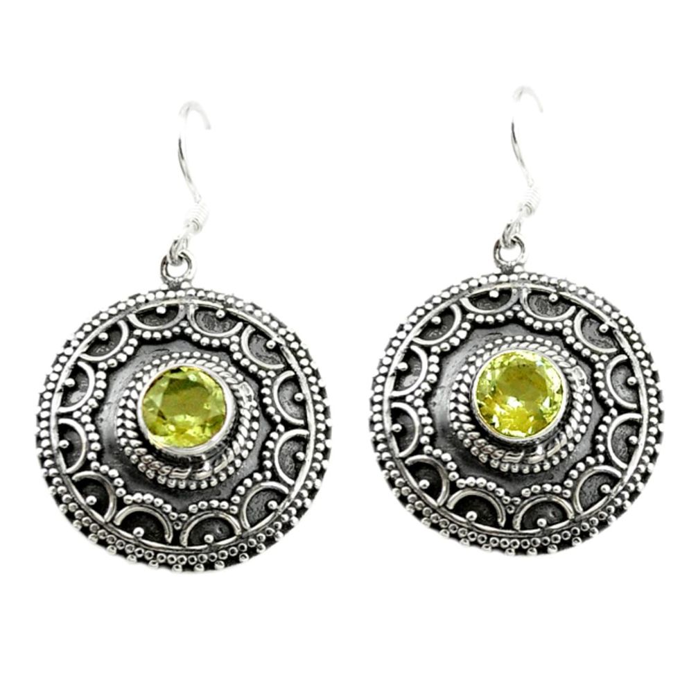 Natural green amethyst 925 sterling silver dangle earrings jewelry d15132