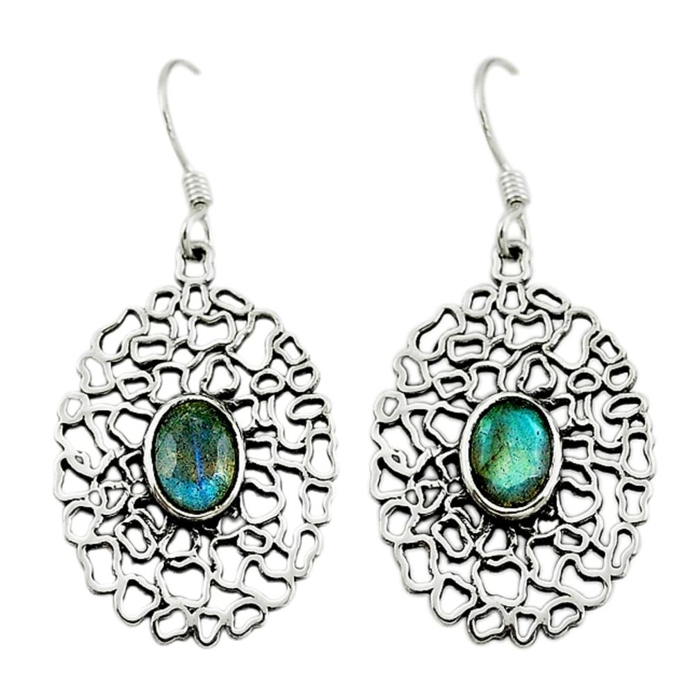Natural blue labradorite 925 sterling silver dangle earrings jewelry d15139