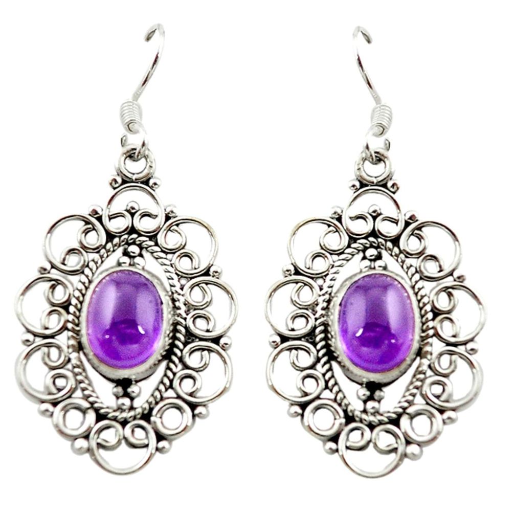 Natural purple amethyst 925 sterling silver dangle earrings jewelry d15738