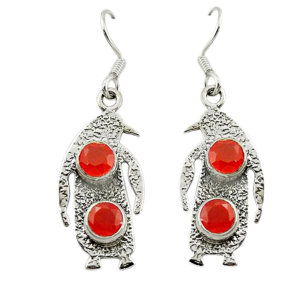 Natural honey onyx 925 sterling silver dangle penguin charm earrings d15985