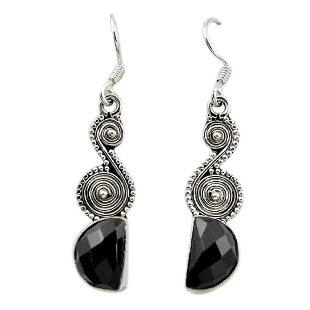 Natural black onyx 925 sterling silver dangle earrings jewelry d15995