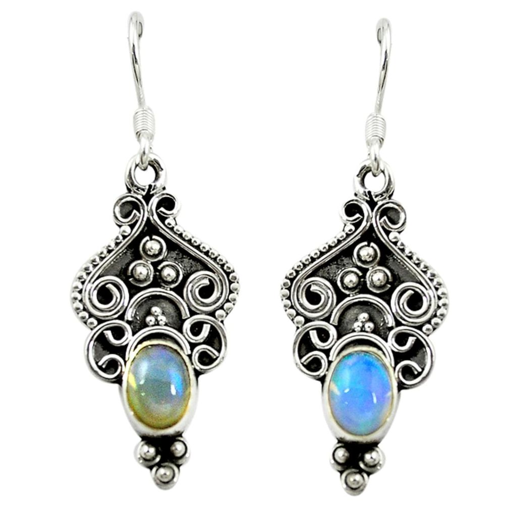 Natural multi color ethiopian opal 925 silver dangle earrings jewelry d16472