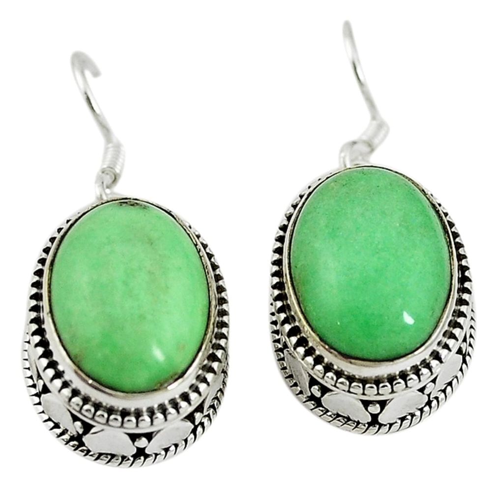 Natural green variscite 925 sterling silver dangle earrings d16722