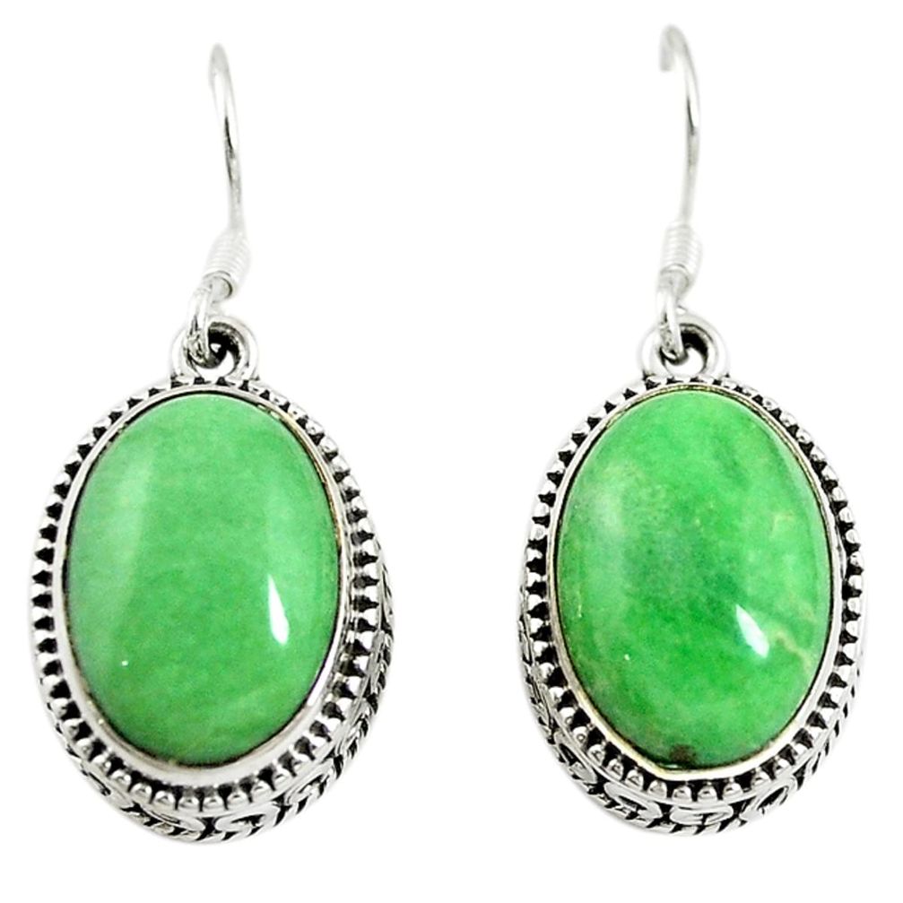 Natural green variscite 925 sterling silver dangle earrings d16733