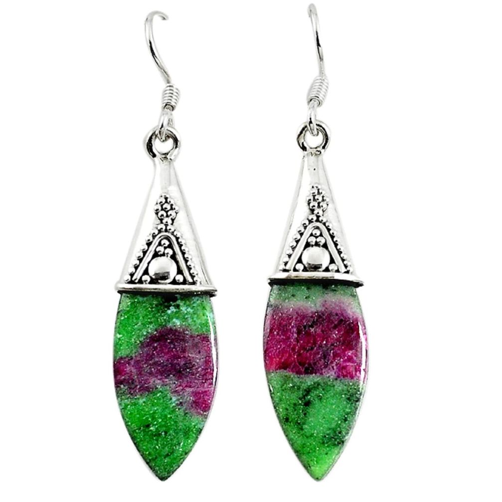 925 sterling silver natural pink ruby zoisite dangle earrings jewelry d17379