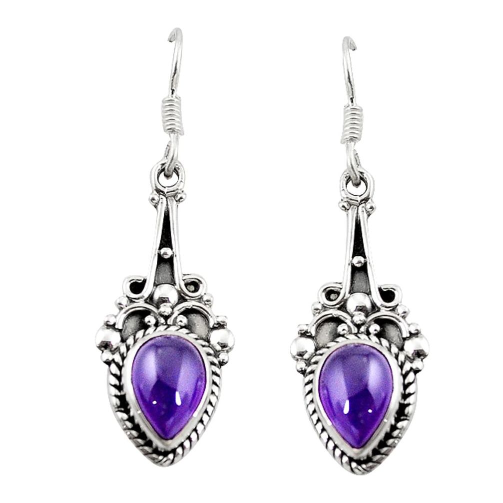 Natural purple amethyst 925 sterling silver dangle earrings d18111