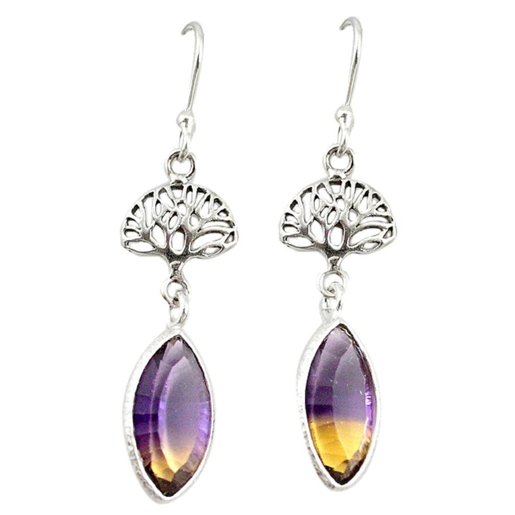 Multi color ametrine (lab) 925 sterling silver tree of life earrings d19795