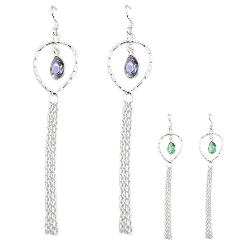 Blue alexandrite (lab) 925 sterling silver dangle earrings jewelry d2010