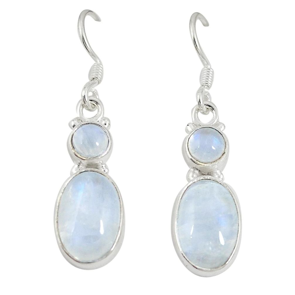 Natural rainbow moonstone 925 sterling silver dangle earrings jewelry d20501