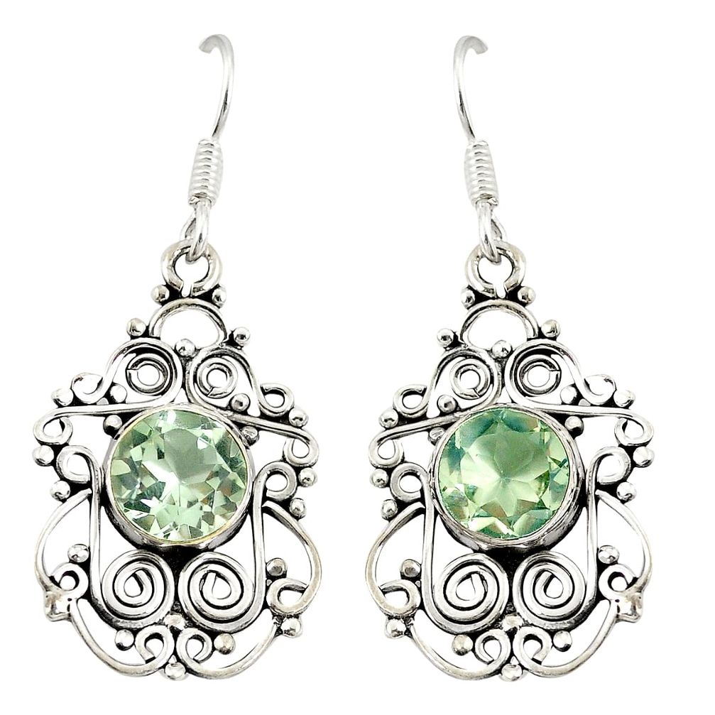 Natural green amethyst 925 sterling silver dangle earrings d20507