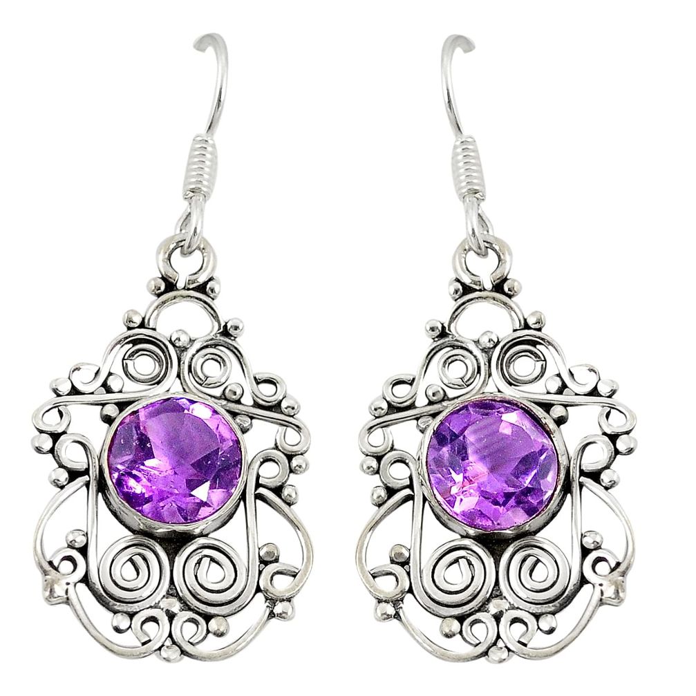 Natural purple amethyst 925 sterling silver dangle earrings jewelry d20515