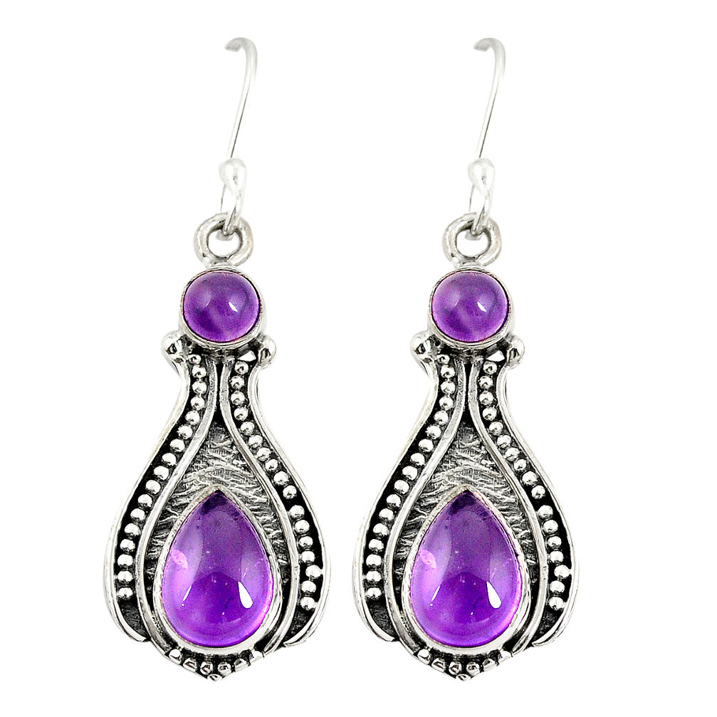 Natural purple amethyst 925 sterling silver dangle earrings jewelry d20604