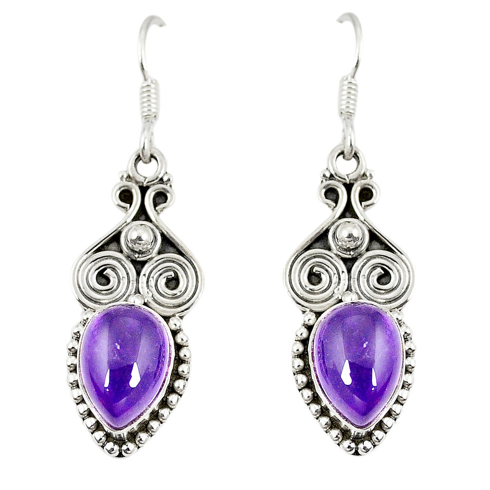 925 sterling silver natural purple amethyst dangle earrings jewelry d23024