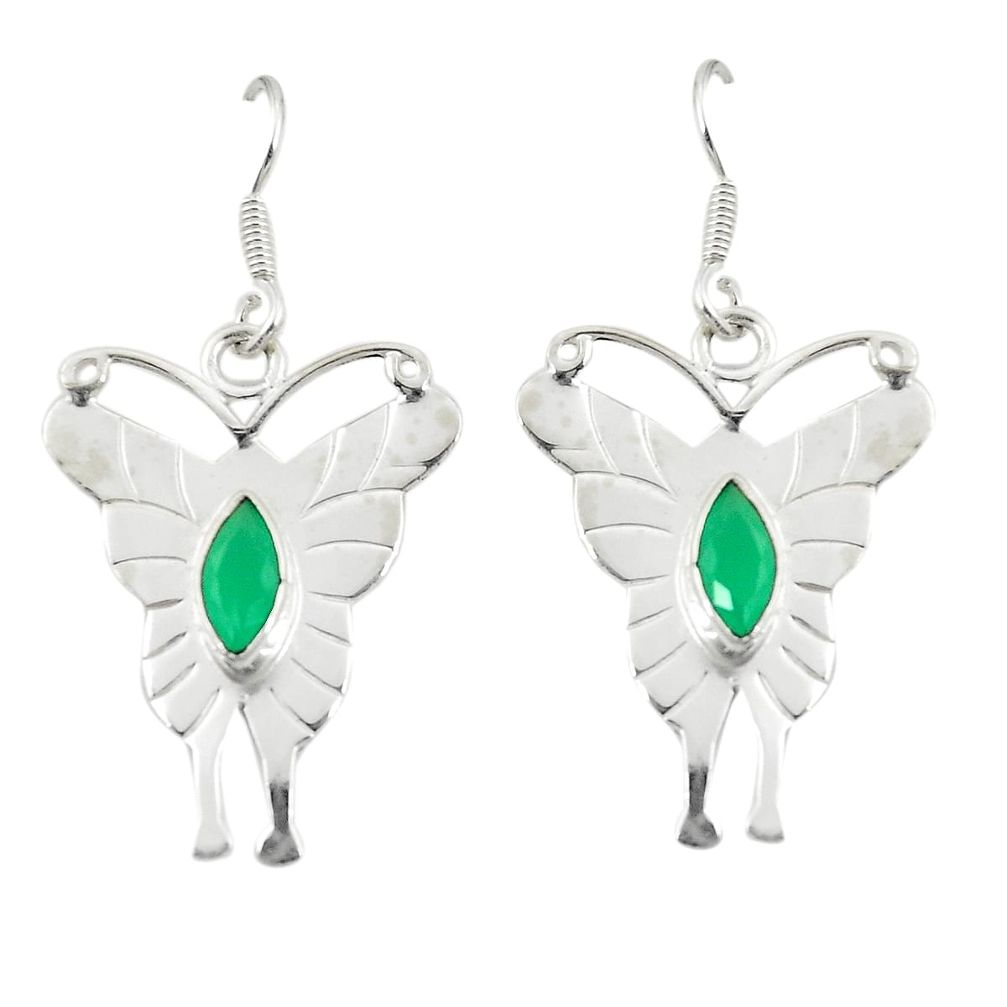 925 silver natural green emerald quartz butterfly earrings jewelry d25305