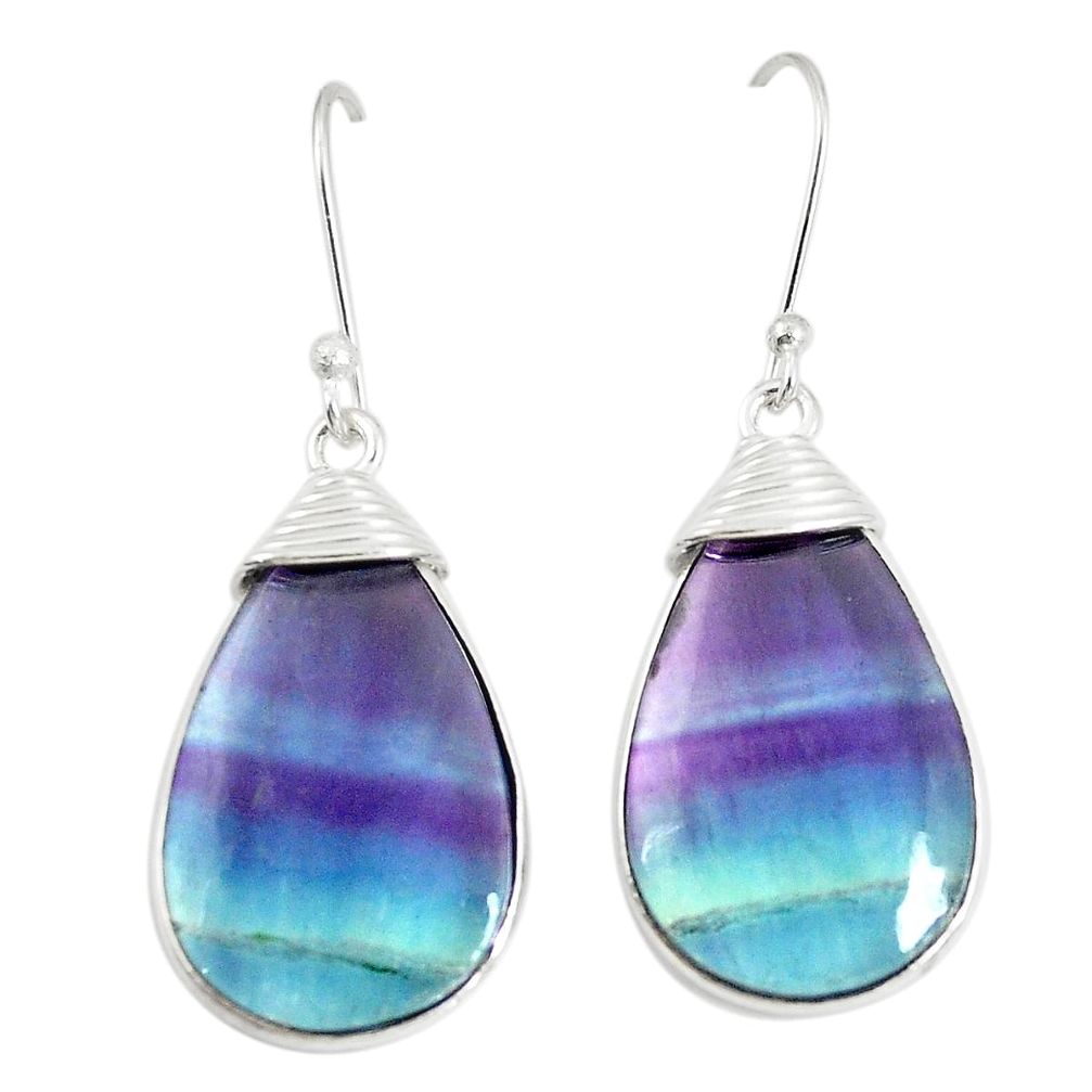 Natural multi color fluorite 925 sterling silver dangle earrings d25687