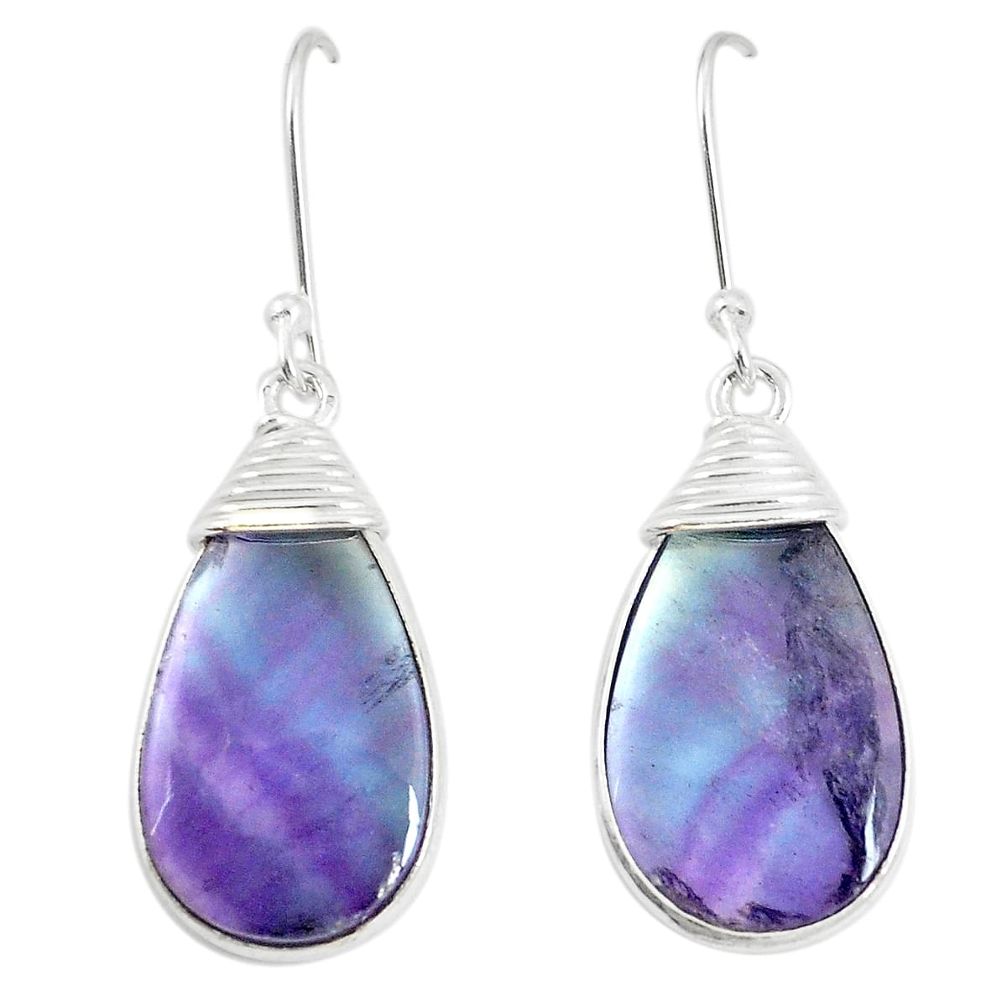 Natural multi color fluorite 925 sterling silver earrings jewelry d25825