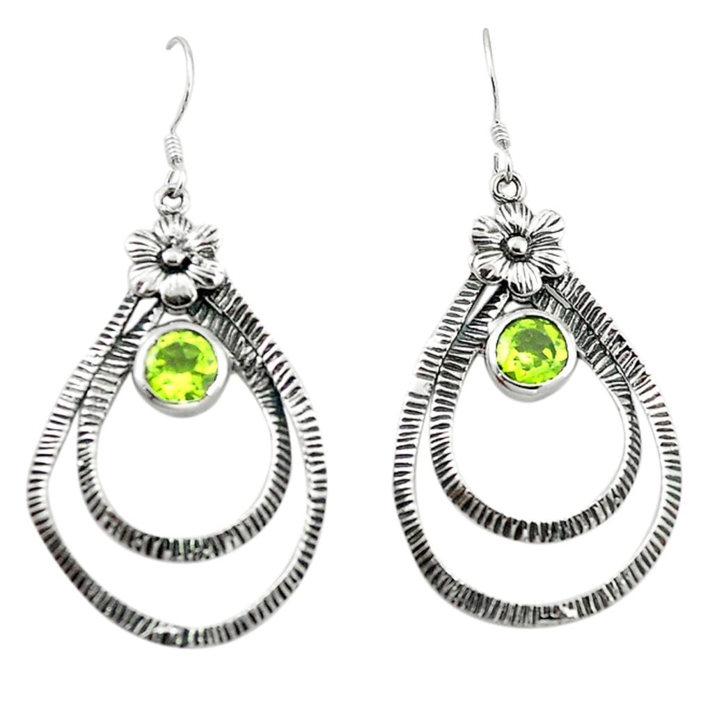 925 sterling silver natural green peridot flower earrings jewelry d4684