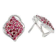 Natural diamond pink rhodolite 925 sterling silver stud earrings d5565