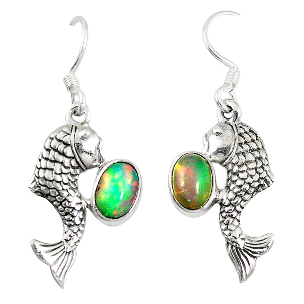 lor ethiopian opal 925 sterling silver fish earrings d6474
