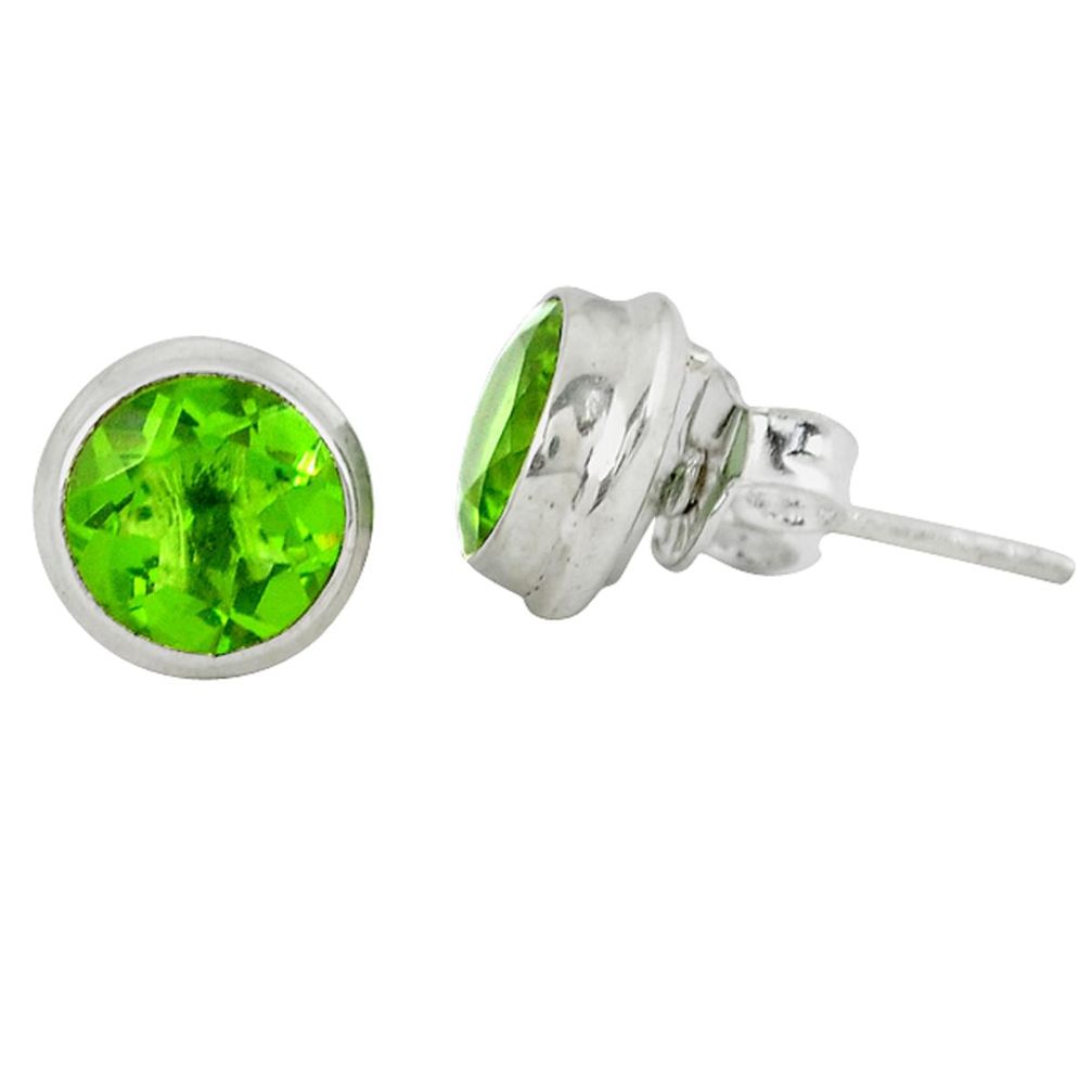 Green alexandrite (lab) 925 sterling silver stud earrings jewelry d9360