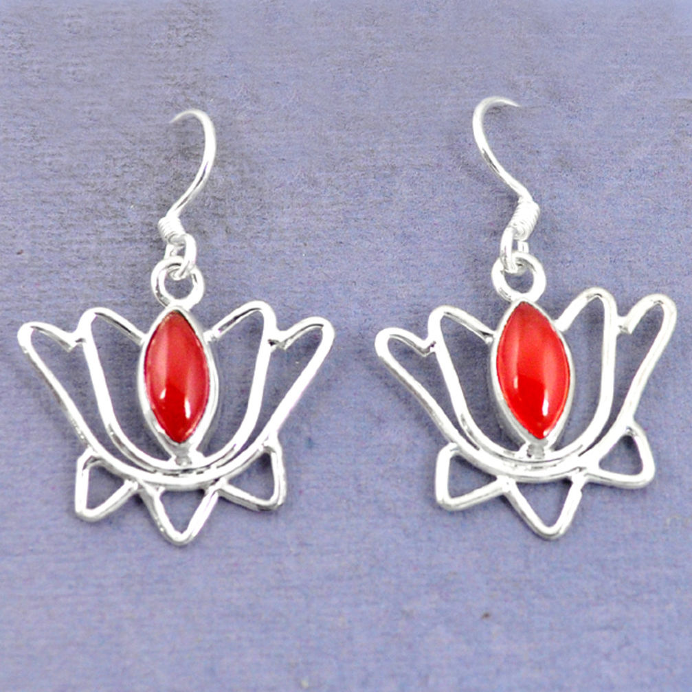 ornelian (carnelian) 925 silver dangle earrings d9459