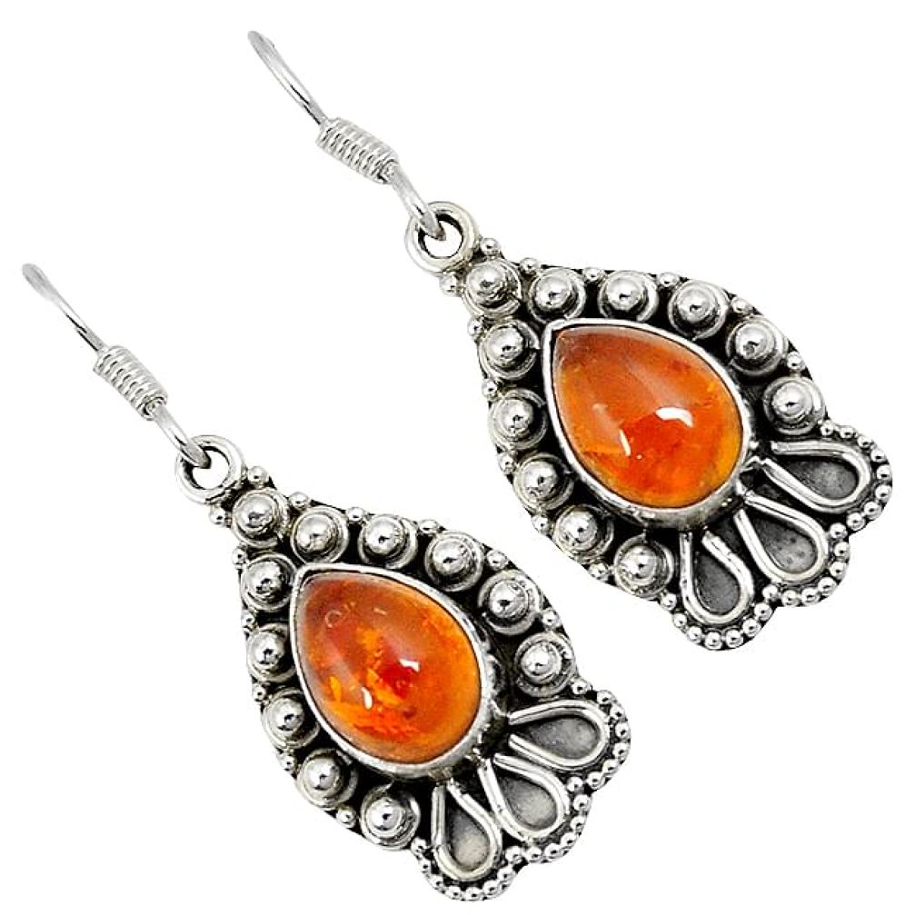 925 sterling silver authentic orange amber dangle earrings jewelry j21540