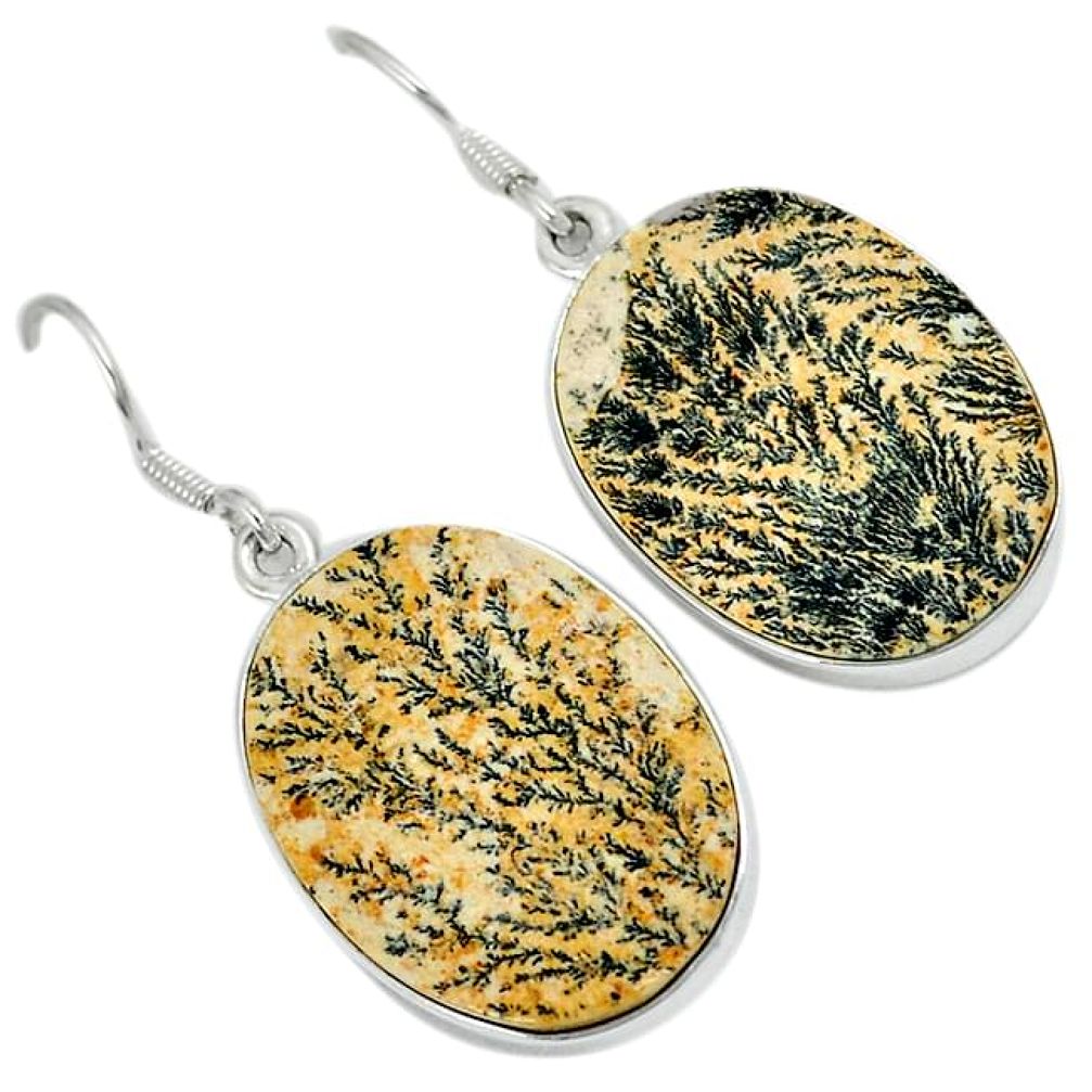 Natural multi color germany psilomelane dendrite 925 silver earrings j33448