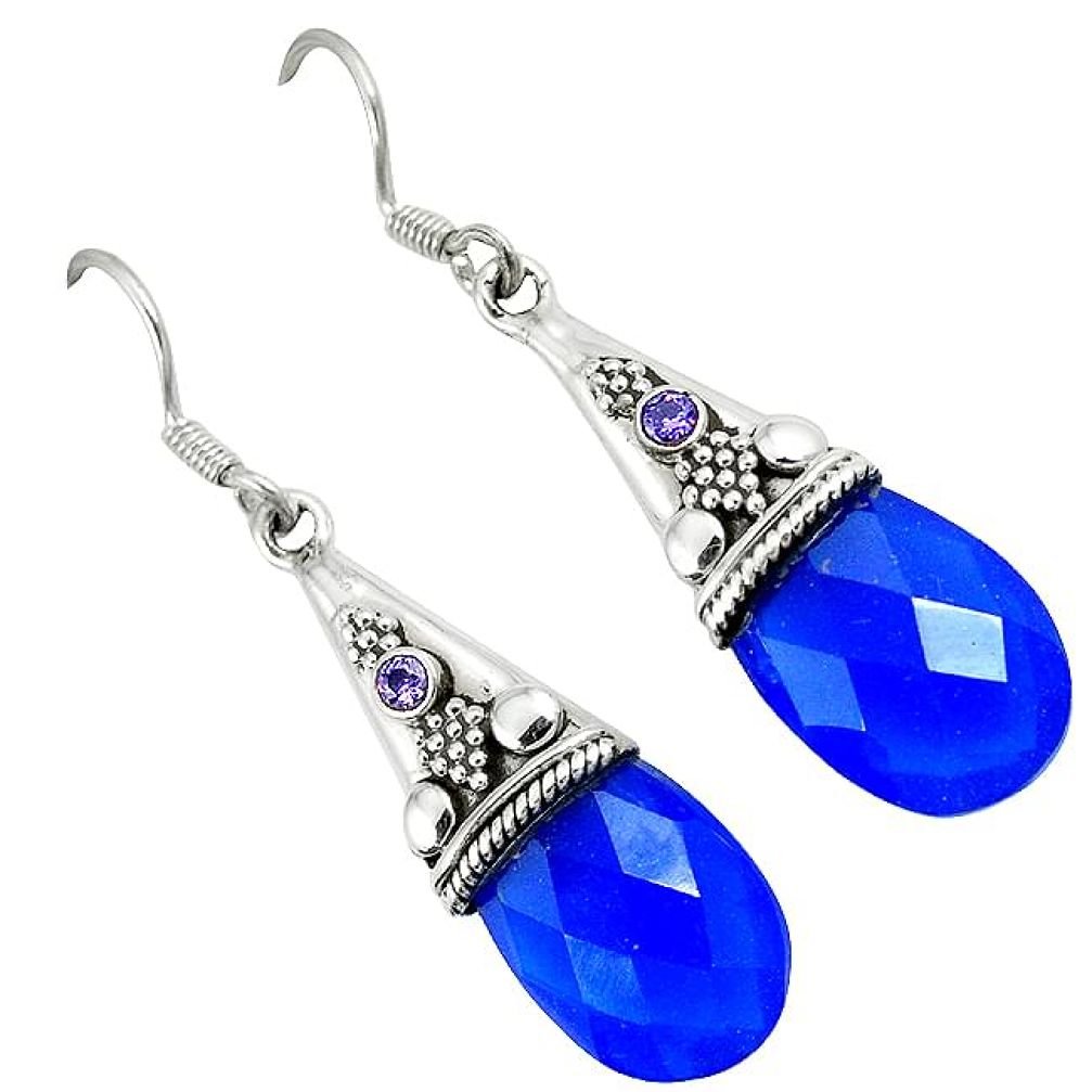925 sterling silver blue jade purple amethyst dangle earrings jewelry k10637