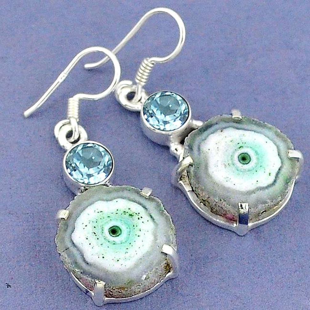 925 sterling silver natural white solar eye topaz dangle earrings k23592