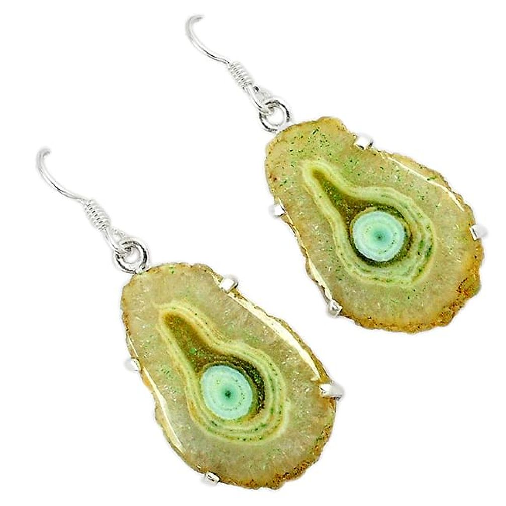 Natural white solar eye 925 sterling silver dangle earrings jewelry k23939