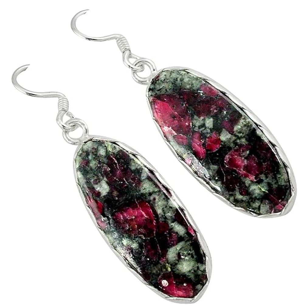925 sterling silver natural pink eudialyte dangle earrings jewelry k28036