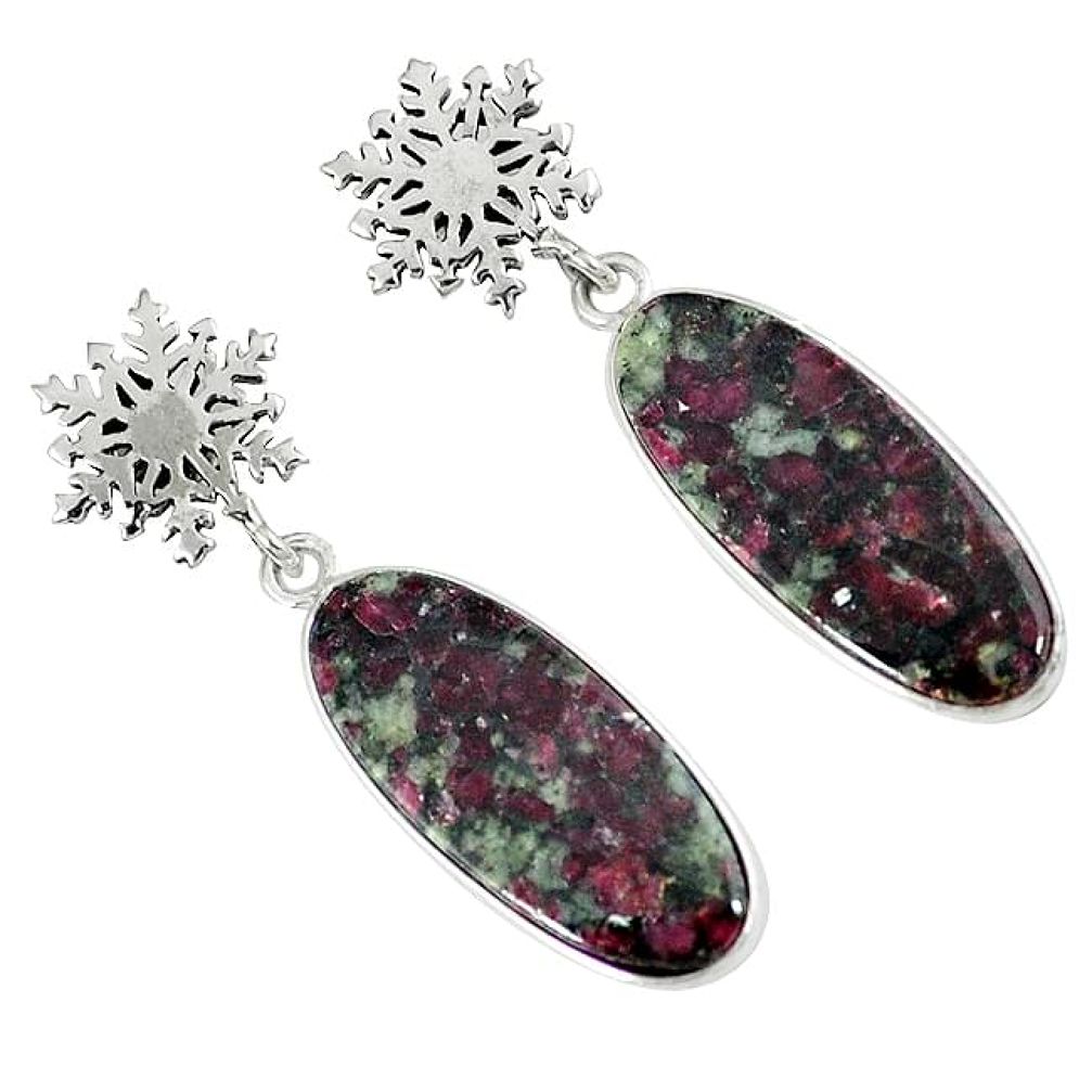 Natural pink eudialyte 925 sterling silver flower earrings jewelry k28113