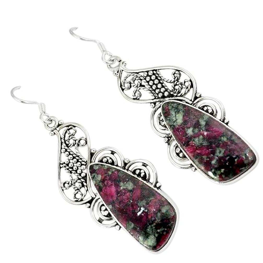 925 sterling silver natural pink eudialyte dangle earrings jewelry k28159