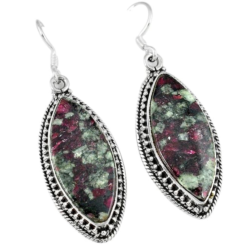 Natural pink eudialyte 925 sterling silver dangle earrings jewelry k28172