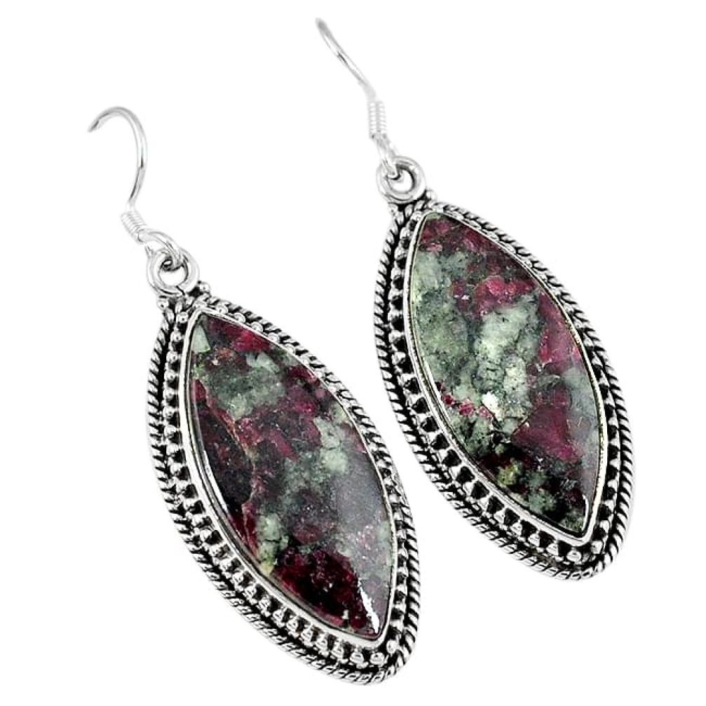 Natural pink eudialyte 925 sterling silver dangle earrings jewelry k28177
