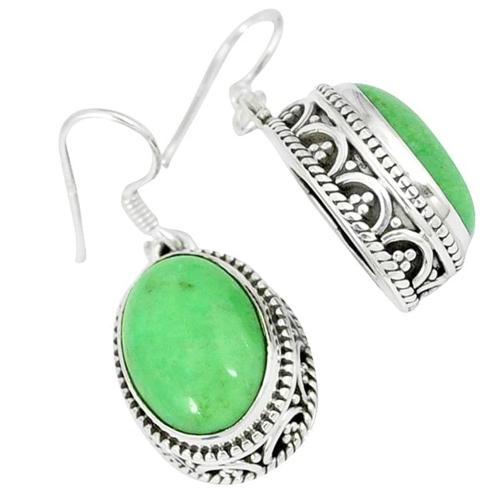 Natural green variscite 925 sterling silver dangle earrings jewelry k28753