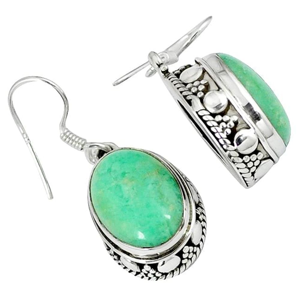 Natural green variscite 925 sterling silver dangle earrings jewelry k28756