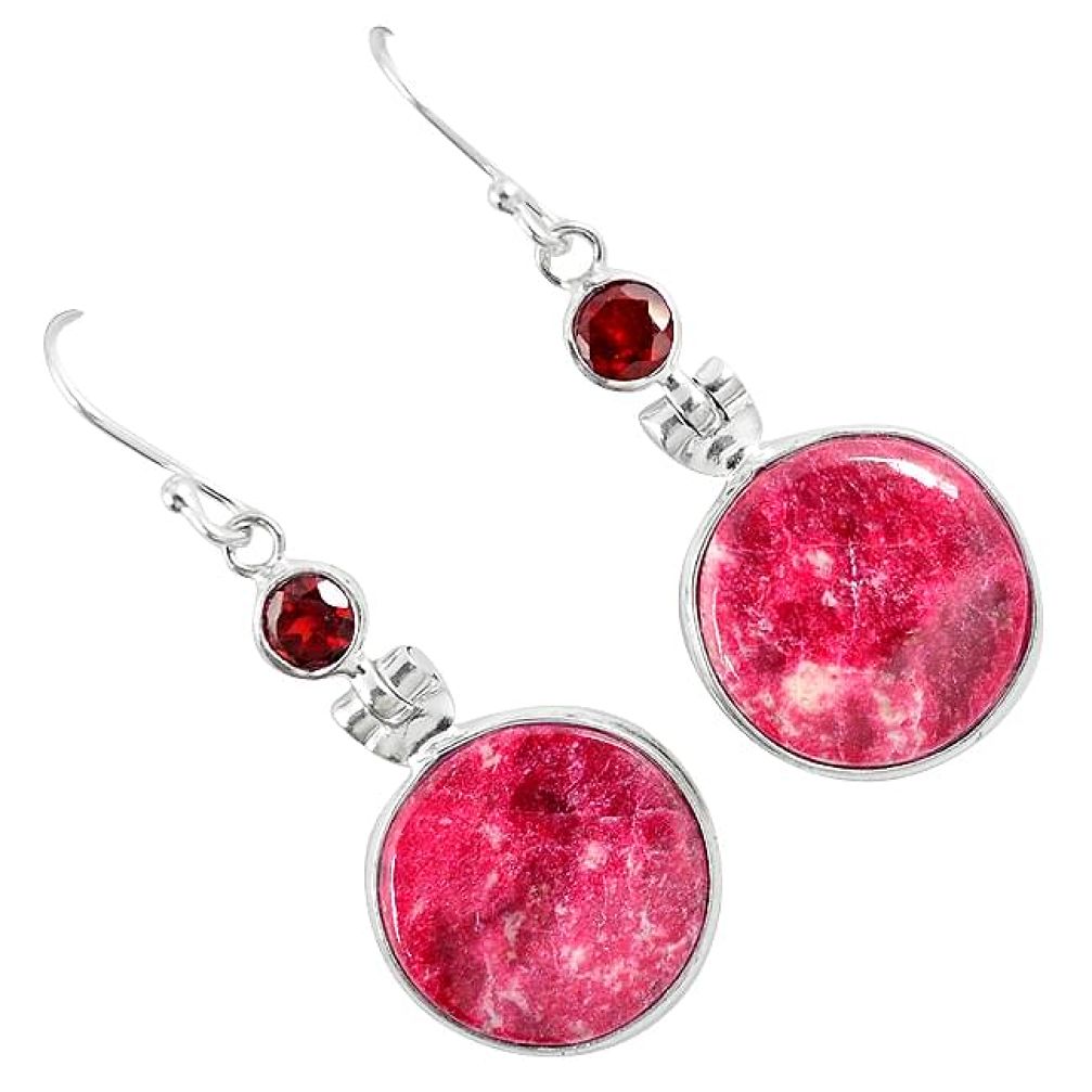 Natural pink thulite (unionite, pink zoisite) 925 silver dangle earrings k37785