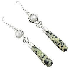 Natural brown dalmatian pearl 925 silver dangle earrings jewelry k39147