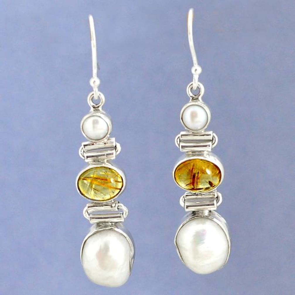 925 sterling silver natural white biwa pearl dangle earrings jewelry k39819