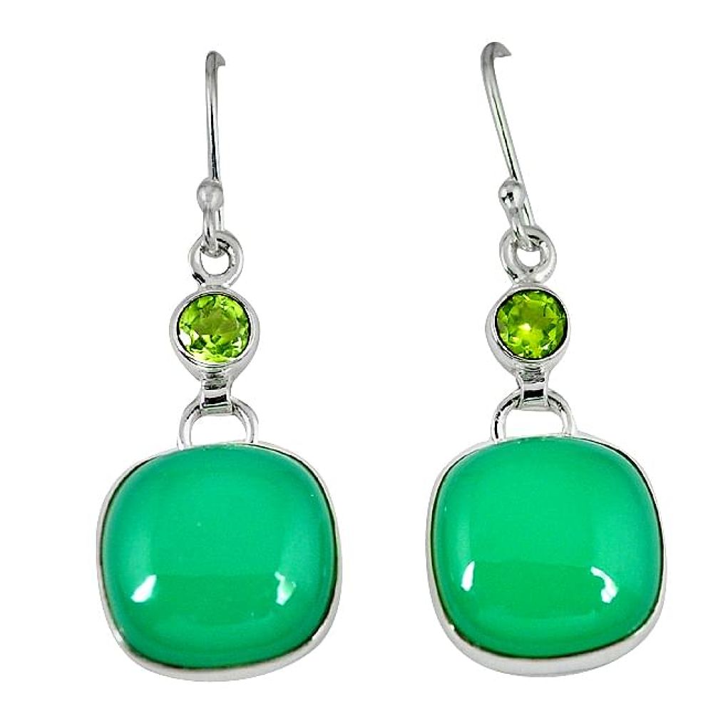 925 sterling silver natural green chrysoprase peridot dangle earrings k41304