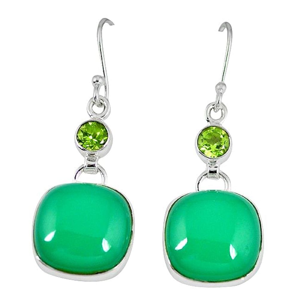 925 sterling silver natural green chrysoprase peridot dangle earrings k41310