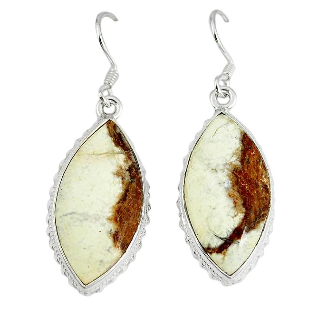 Natural white wild horse magnesite 925 silver dangle earrings jewelry k42080