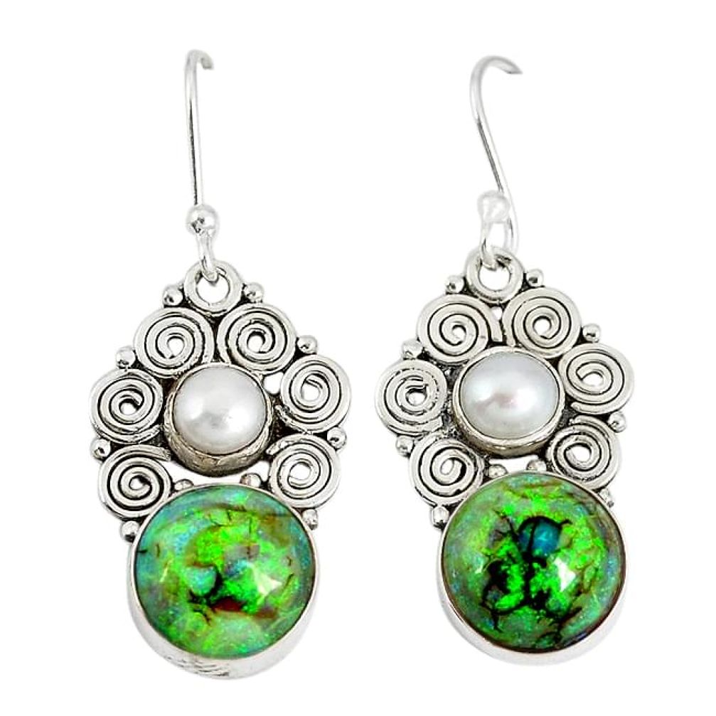 Multi color sterling opal pearl 925 sterling silver dangle earrings k43486