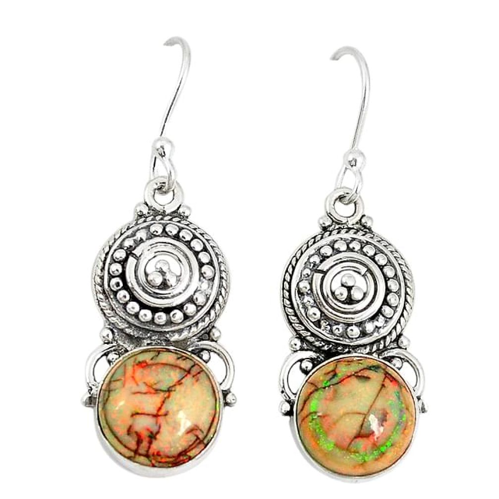 Multi color sterling opal 925 sterling silver dangle earrings k43499